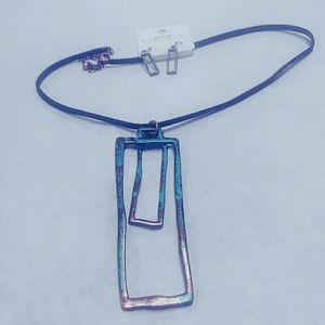 16" with extender leather cord patina necklace set